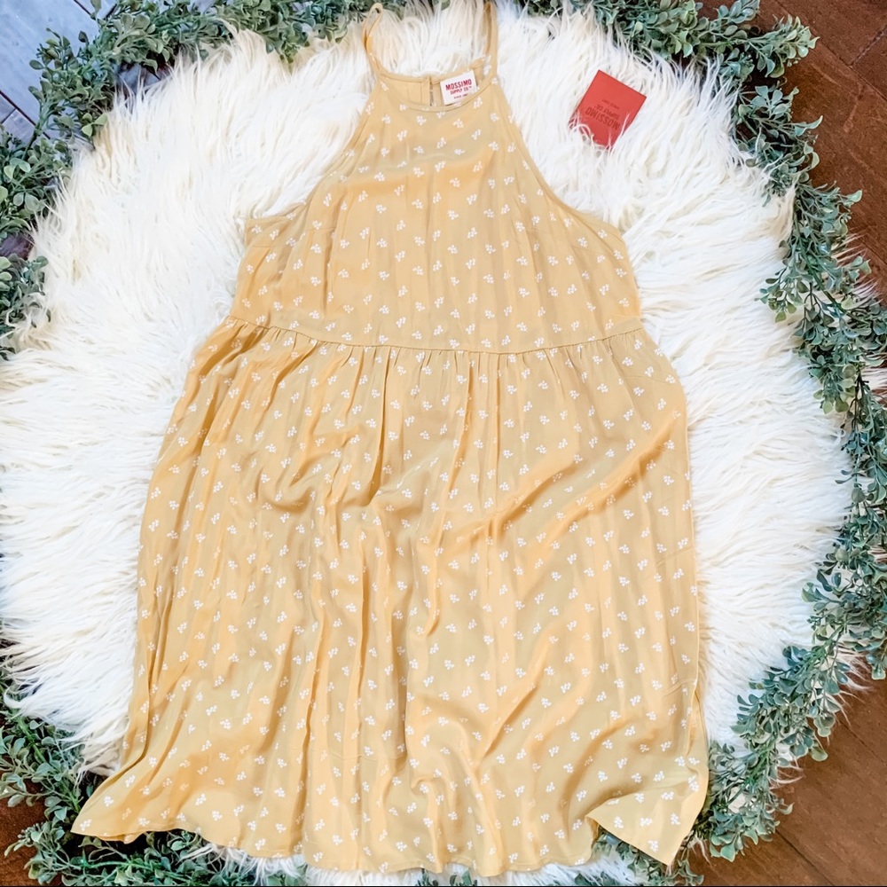 Yellow Floral Halter Dress